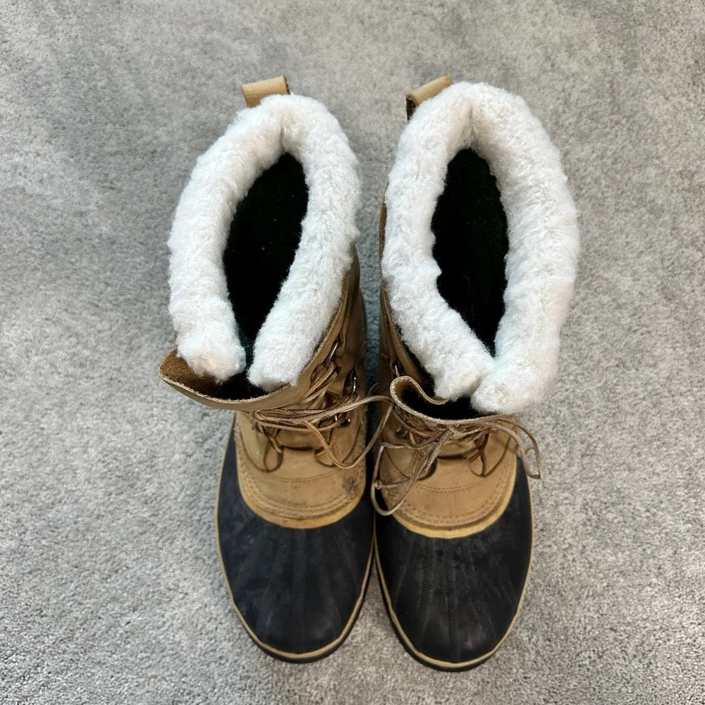 Sorel Caribou Snow Boots Mens Size 12 Tan Brown Good